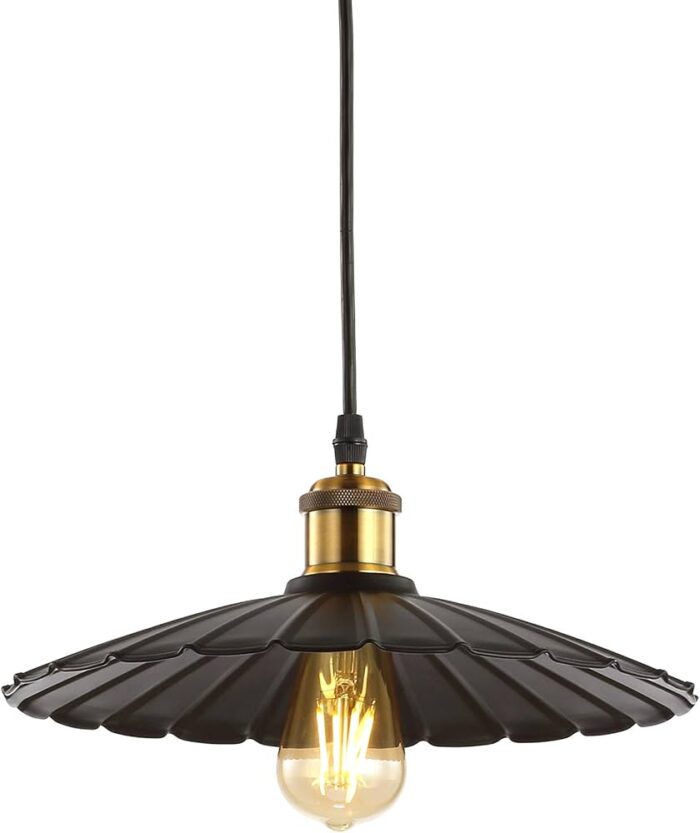 CNV-01 - LUMINARIO COLGANTE NEGRO/DORADO METAL 31X22 E26