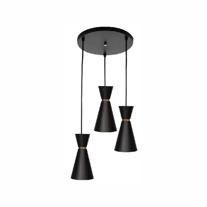 CRO-03 - LUMINARIO COLGANTE 3 LUCES METAL NEGRO/DORADO