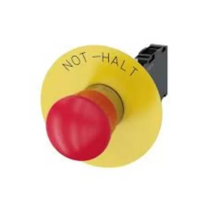 3SB36011HR20 - BOTON HONGO 40MM EMERGENCIA-RETEN 1NA+1NC INSCRIP.INGLES